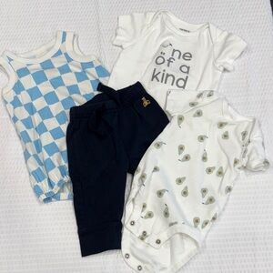 Carter's Blue Checkered Romper Set